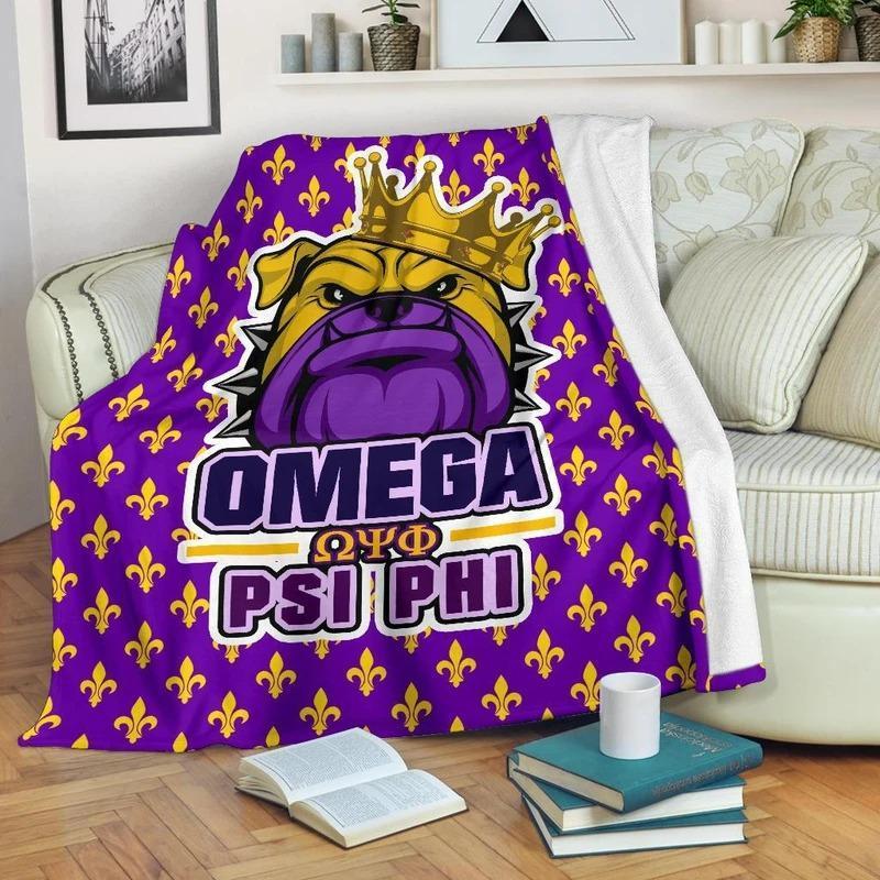 Greek Life Blanket ?C King Of Bulldog Omega Psi Phi Premium Blanket