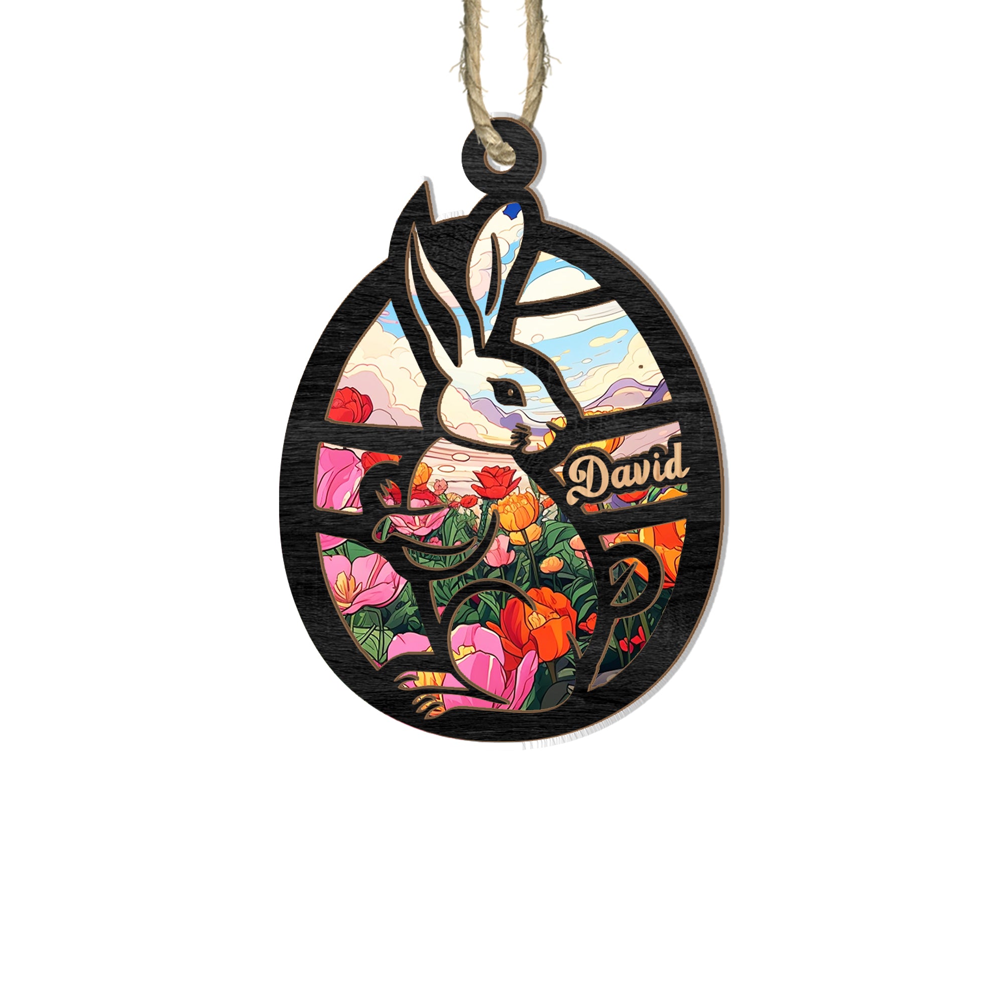 Personalized Eastear Rabbit Suncatcher Ornament, Gift For Eastear Egg Rabbit Suncatcher, Eastear Egg Gift For Family, Window Wall Hanging Home Decor, Car Hanging Interior Rearview - Image 6