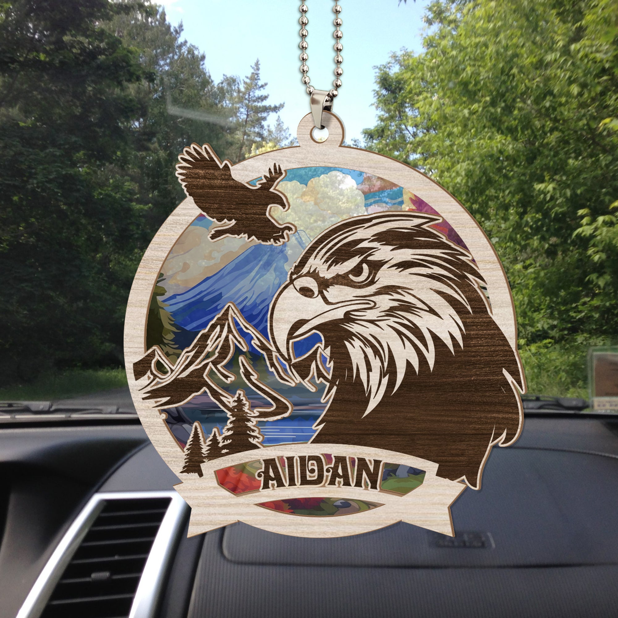 Personalized Eagle Suncatcher Ornament, Gift For Eagle Lovers Suncatcher, Couple Gift, Window Wall Hanging Home Decor, Car Hanging Interior Rearview - Image 2