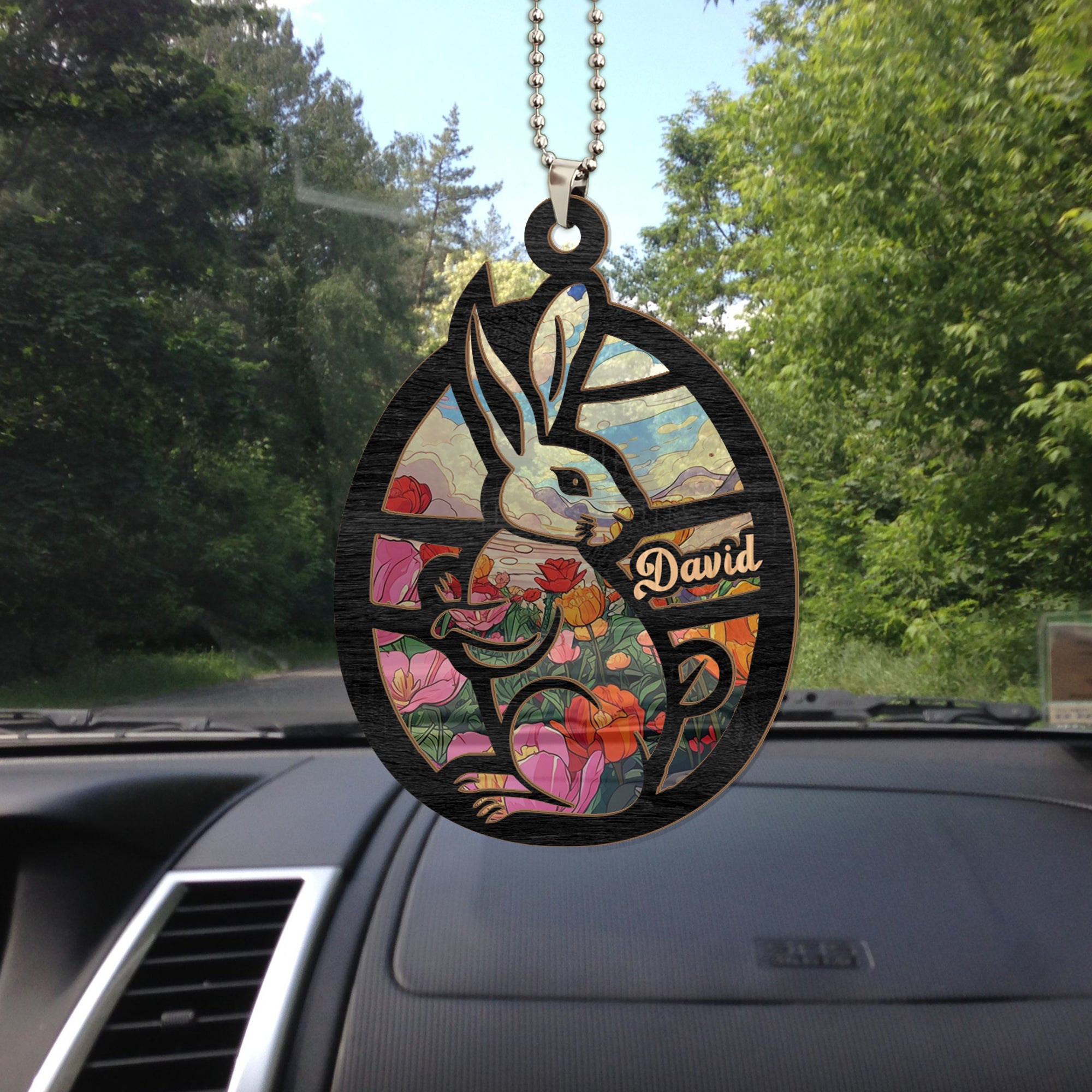 Personalized Eastear Rabbit Suncatcher Ornament, Gift For Eastear Egg Rabbit Suncatcher, Eastear Egg Gift For Family, Window Wall Hanging Home Decor, Car Hanging Interior Rearview - Image 2