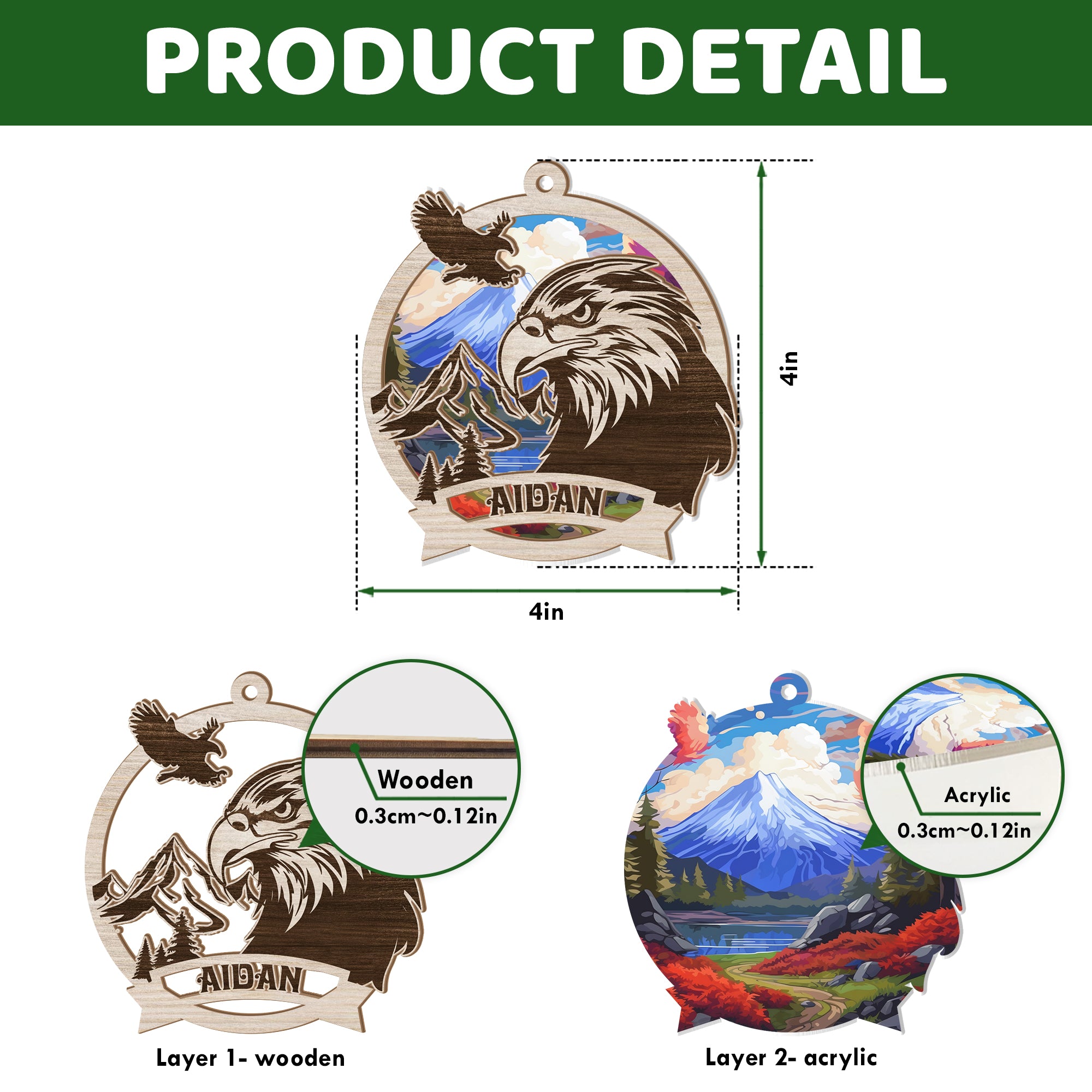 Personalized Eagle Suncatcher Ornament, Gift For Eagle Lovers Suncatcher, Couple Gift, Window Wall Hanging Home Decor, Car Hanging Interior Rearview - Image 7