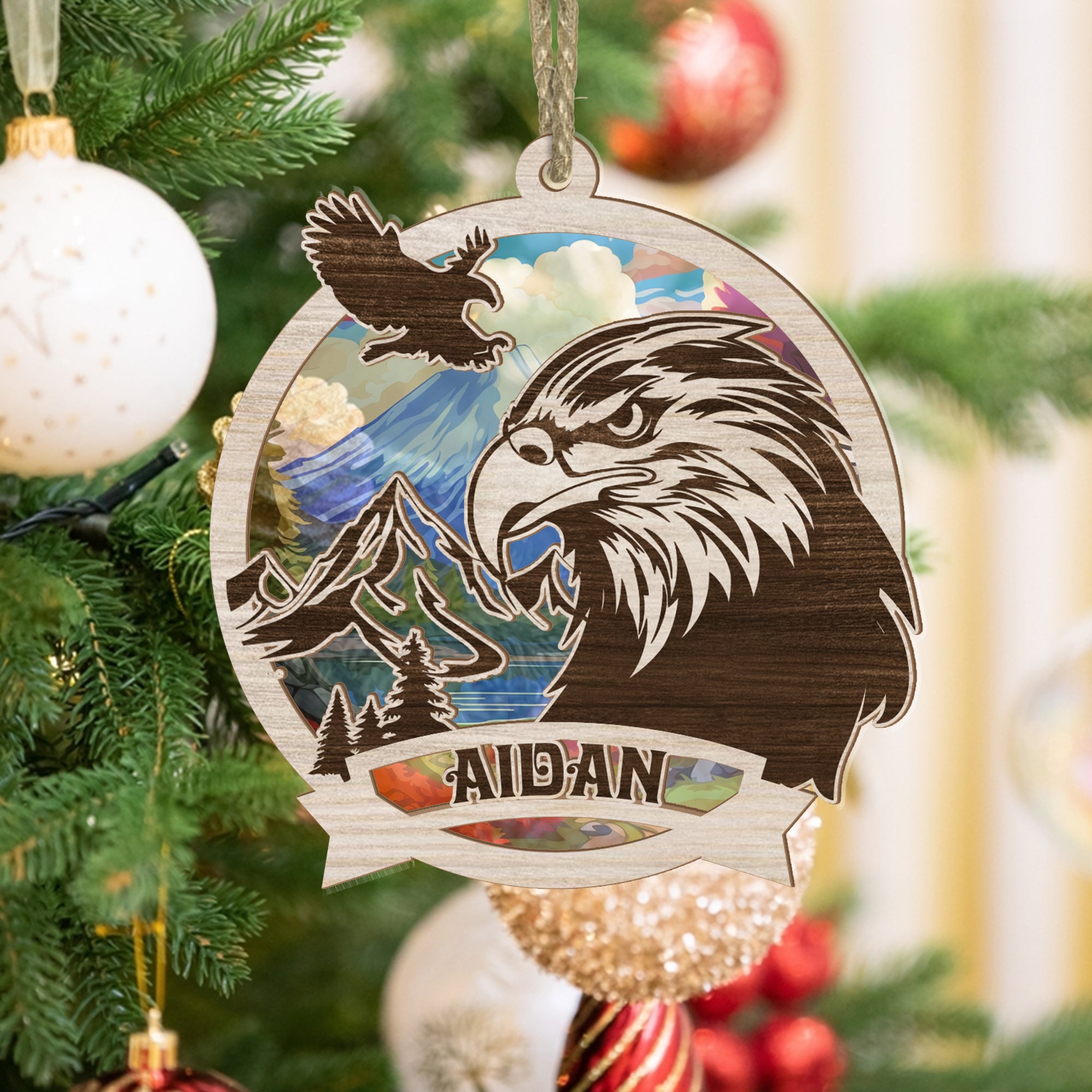 Personalized Eagle Suncatcher Ornament, Gift For Eagle Lovers Suncatcher, Couple Gift, Window Wall Hanging Home Decor, Car Hanging Interior Rearview