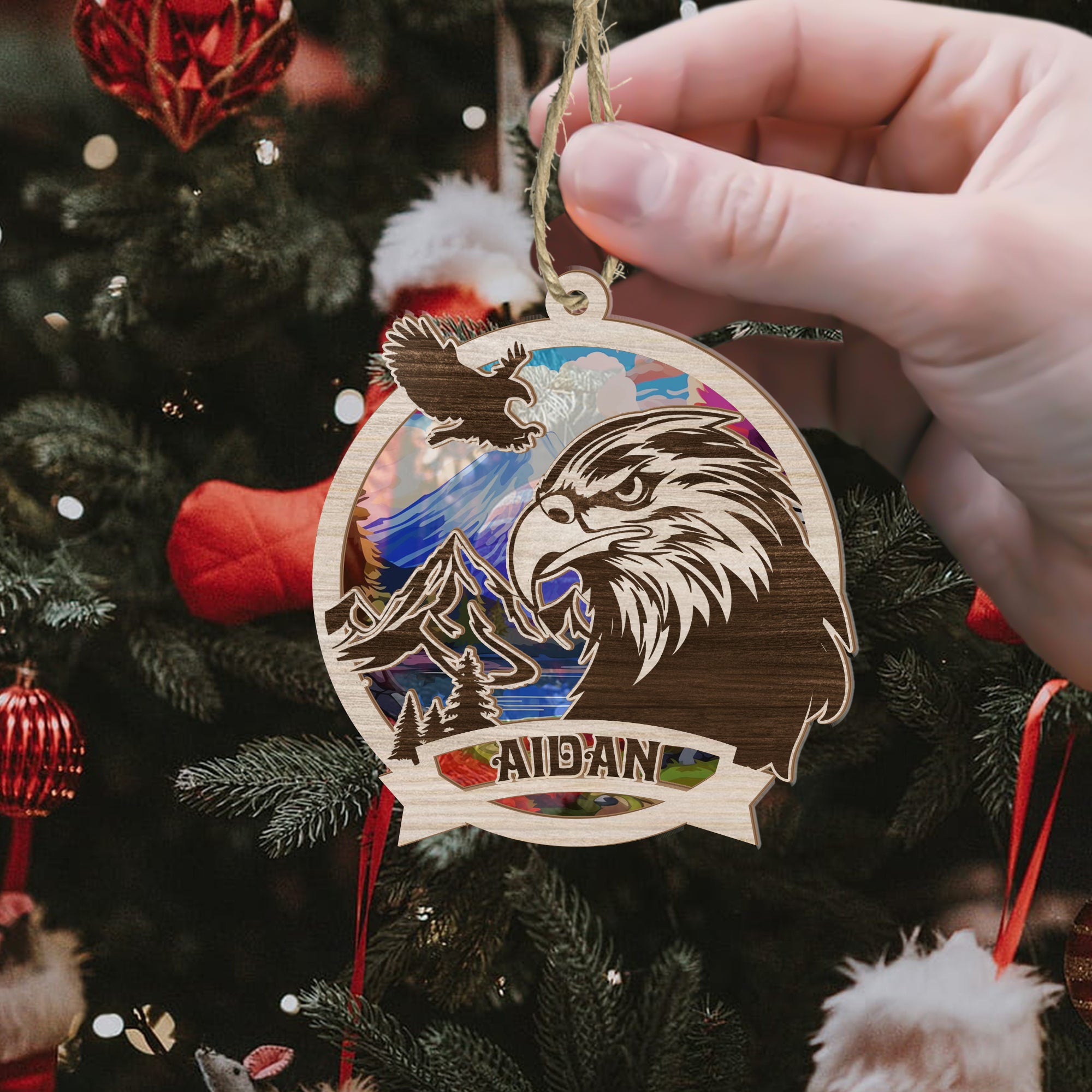 Personalized Eagle Suncatcher Ornament, Gift For Eagle Lovers Suncatcher, Couple Gift, Window Wall Hanging Home Decor, Car Hanging Interior Rearview - Image 5