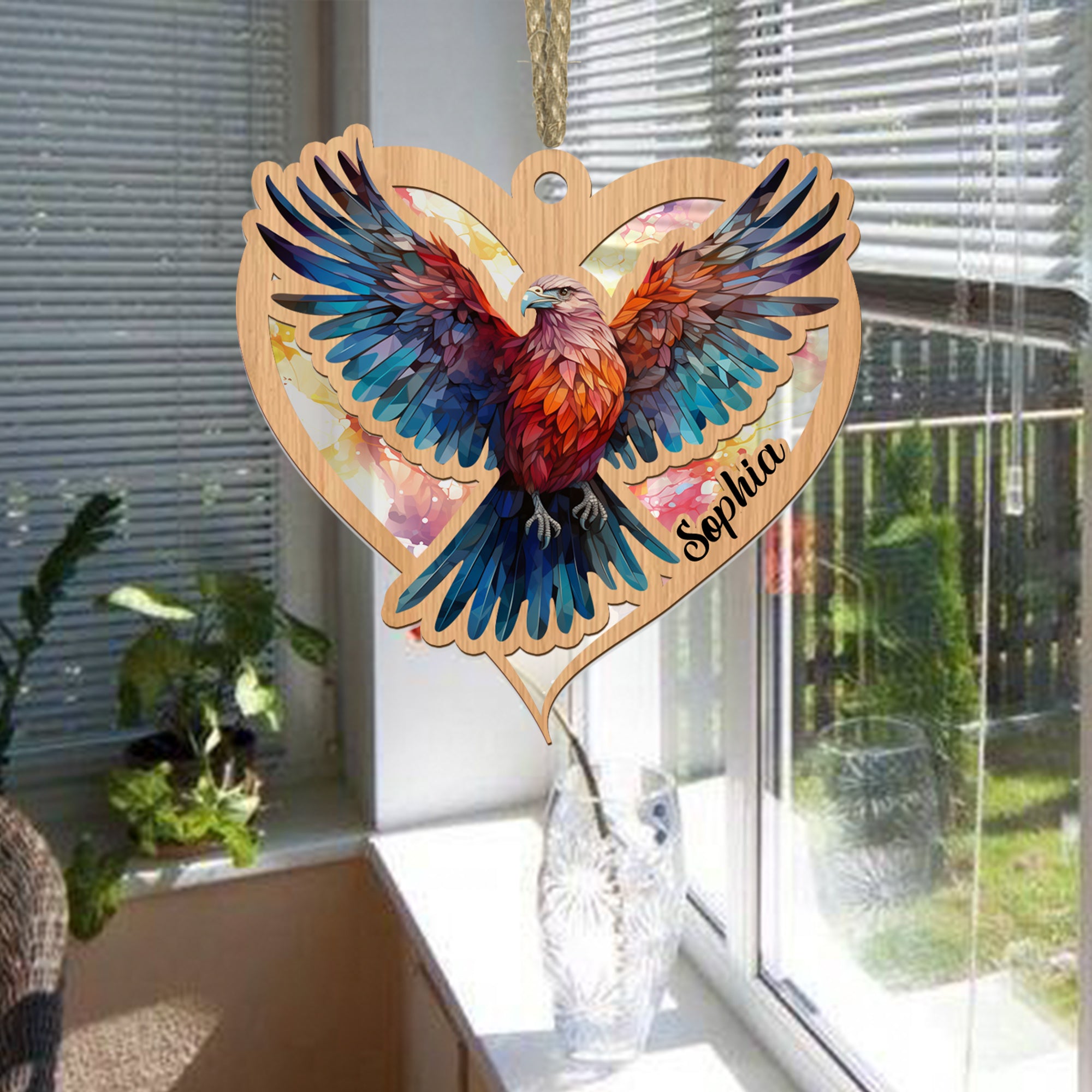 Personalized Eagles Suncatcher Ornament, Eagles Lover Gift Suncatcher, Wild Animals Lover Gift, Window Wall Hanging Home Decor, Car Accessories - Image 4